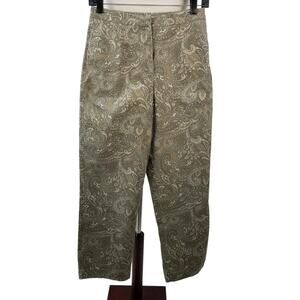 Talbots Brown Cream White Paisley Stretch Trousers Pants Nice Size 4